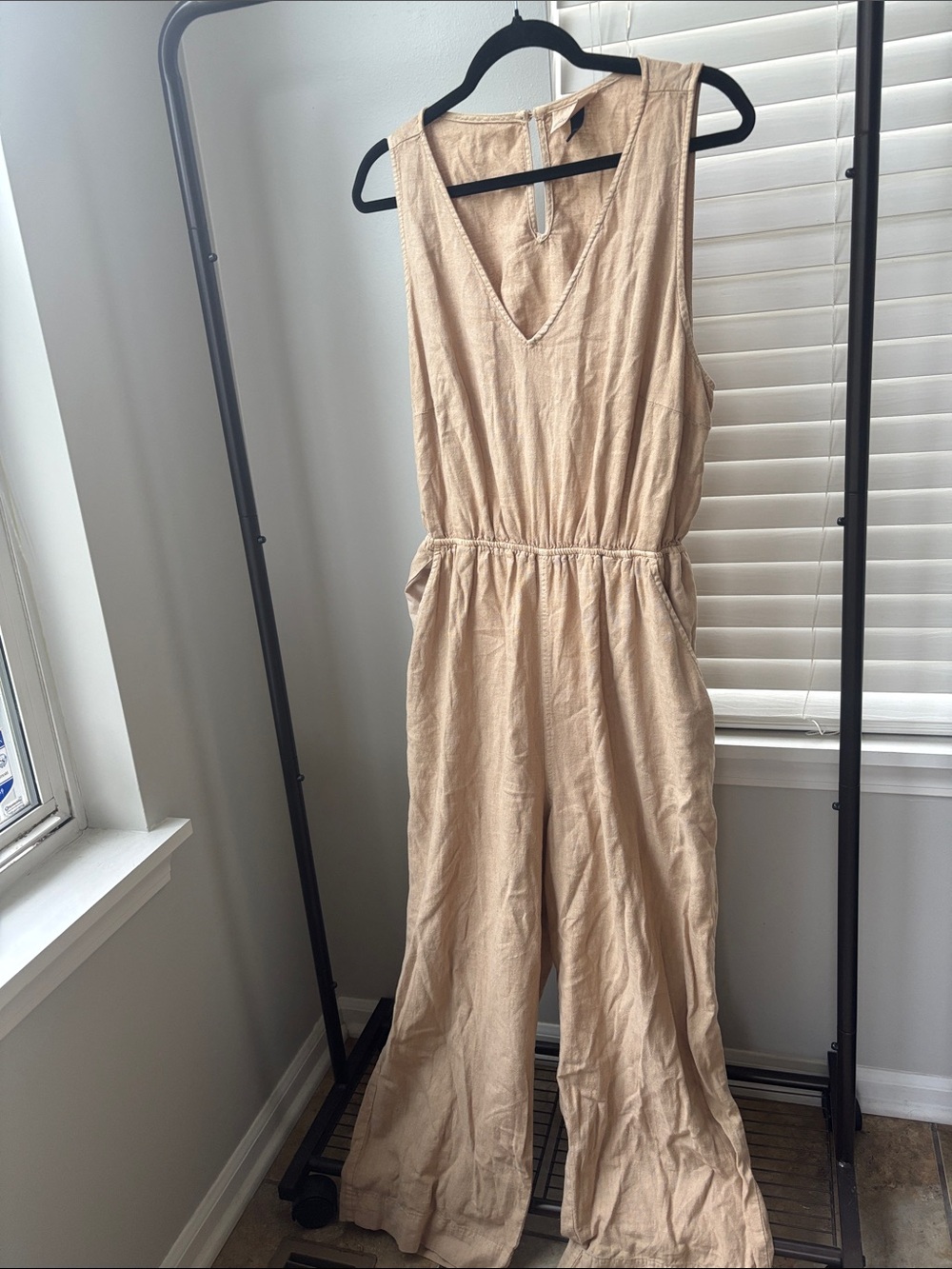 Universal Thread Sleeveless V-Neck Jumpsuit in Light Tan